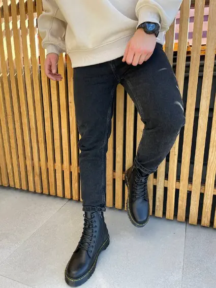 Ботинки мужские кожаные черного цвета с желтой строчкой зимние фото 9 — интернет-магазин Tapok