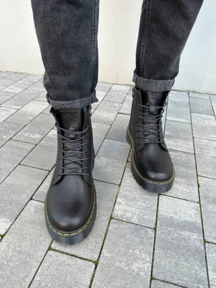 Ботинки мужские кожаные черного цвета с желтой строчкой зимние фото 23 — интернет-магазин Tapok