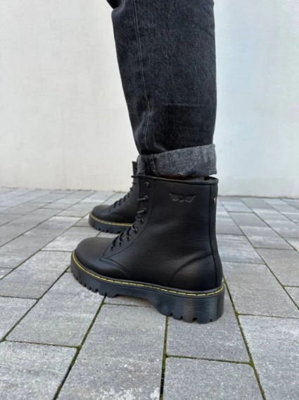 Ботинки мужские кожаные черного цвета с желтой строчкой зимние фото 24 — интернет-магазин Tapok