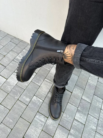 Ботинки мужские кожаные черного цвета с желтой строчкой зимние фото 25 — интернет-магазин Tapok