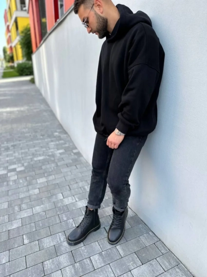 Ботинки мужские кожаные черного цвета с желтой строчкой зимние фото 27 — интернет-магазин Tapok