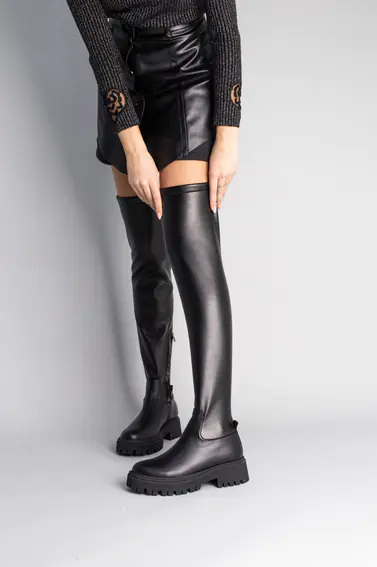 Сапоги чулки женские кожаные черные зимние фото 1 — интернет-магазин Tapok