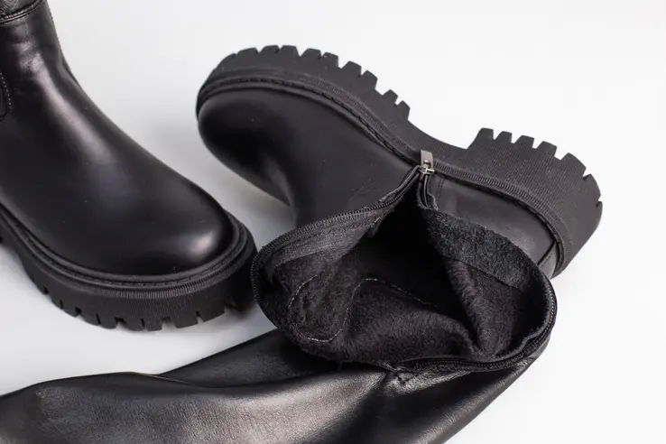 Сапоги чулки женские кожаные черные зимние фото 9 — интернет-магазин Tapok