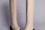 Чоботи-труби жіночі шкіра флотар бежевого кольору на чорній підошві зимові Фото 7