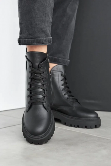 Жіночі черевики шкіряні зимові чорні Yuves 5578 На хутрі фото 9 — інтернет-магазин Tapok