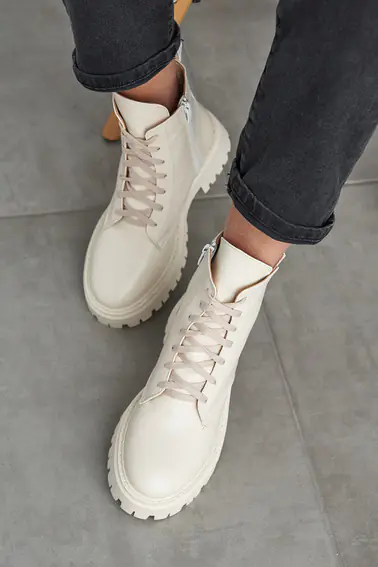 Жіночі черевики шкіряні зимові молочні Yuves 5578 На хутрі фото 8 — інтернет-магазин Tapok