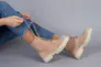 Ботинки женские замшевые пудровые на шнурках на цигейке Фото 9