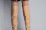 Ботфорты женские кожаные бежевого цвета на каблуке демисезонные Фото 3