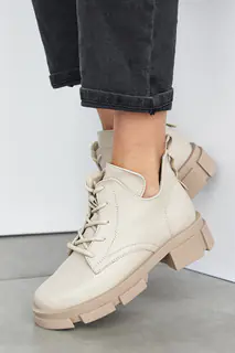 Женские ботинки кожаные весна/осень бежевые Emirro 2079 кож подкладка