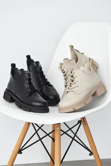Женские ботинки кожаные весна/осень черные Emirro 2079 кож подкладка фото 3 — интернет-магазин Tapok