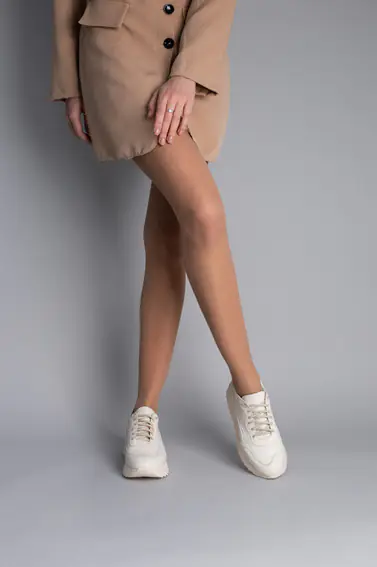 Кросівки жіночі шкіряні молочного кольору фото 4 — інтернет-магазин Tapok