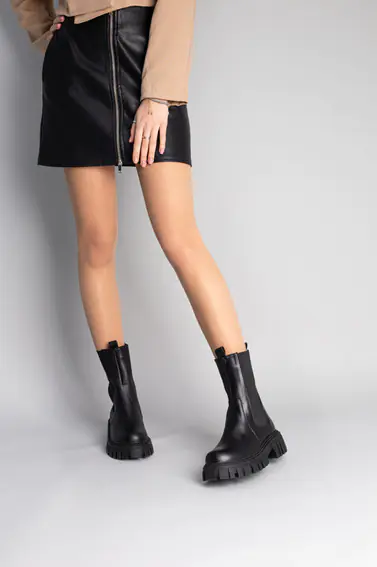Челси женские кожаные черные высокие демисезонные фото 3 — интернет-магазин Tapok