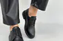 Туфлі жіночі чорні шкіряні на шнурках низький хід Фото 2
