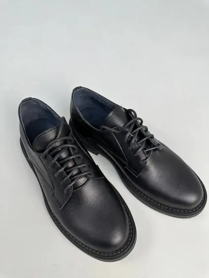 Туфли женские кожаные черные на шнурках низкий ход фото 13 — интернет-магазин Tapok
