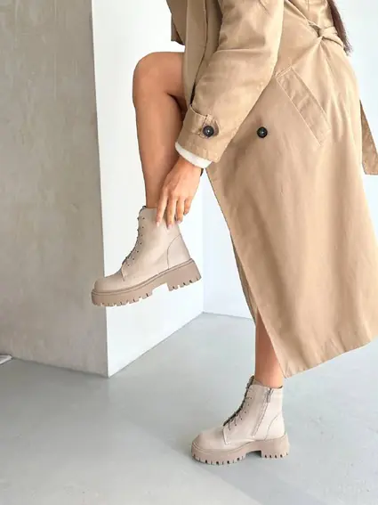 Ботинки женские кожаные цвета латте низкий ход демисезонные фото 4 — интернет-магазин Tapok