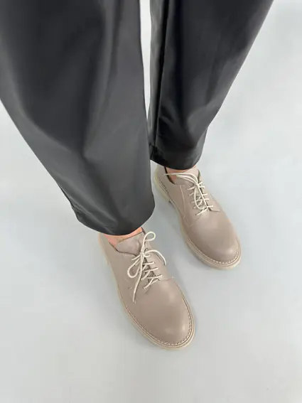 Туфлі жіночі шкіряні на шнурках низький хід фото 3 — інтернет-магазин Tapok
