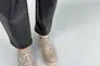 Туфли женские кожаные бежевые на шнурках низкий ход Фото 4