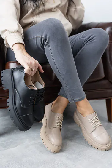 Женские туфли кожаные весна/осень черные Yuves 170 Style фото 2 — интернет-магазин Tapok