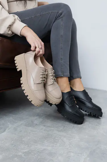 Женские туфли кожаные весна/осень черные Yuves 170 Style фото 8 — интернет-магазин Tapok