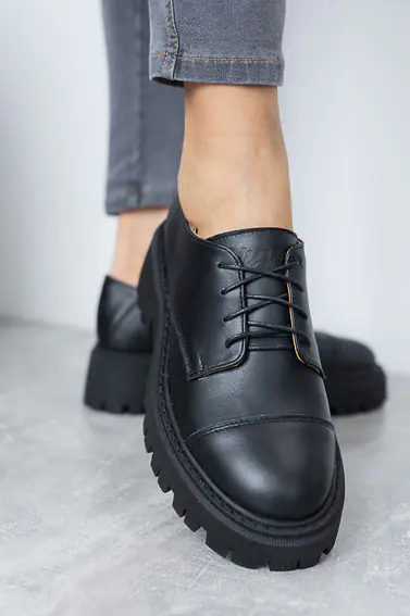 Женские туфли кожаные весна/осень черные Yuves 170 Style фото 10 — интернет-магазин Tapok
