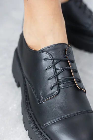 Женские туфли кожаные весна/осень черные Yuves 170 Style фото 11 — интернет-магазин Tapok