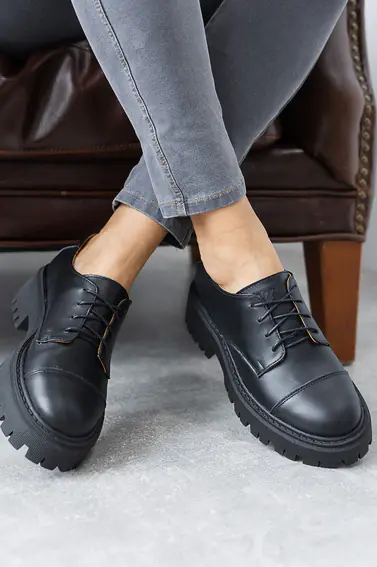 Женские туфли кожаные весна/осень черные Yuves 170 Style фото 12 — интернет-магазин Tapok