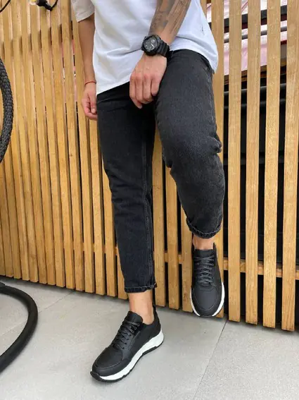 Кроссовки мужские кожаные черные матовые фото 7 — интернет-магазин Tapok