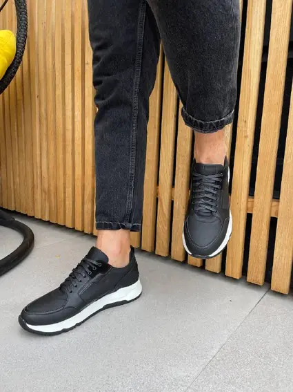 Кроссовки мужские кожаные черные матовые фото 8 — интернет-магазин Tapok