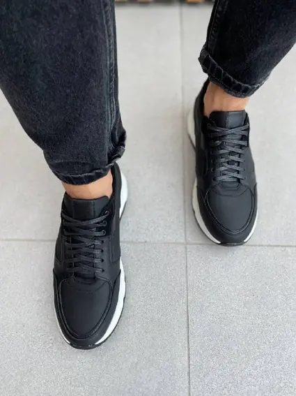 Кроссовки мужские кожаные черные матовые фото 10 — интернет-магазин Tapok