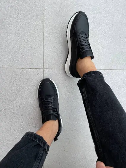 Кросівки чоловічі шкіряні чорні матові фото 11 — інтернет-магазин Tapok