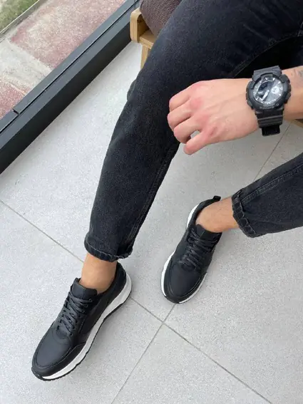 Кроссовки мужские кожаные черные матовые фото 12 — интернет-магазин Tapok