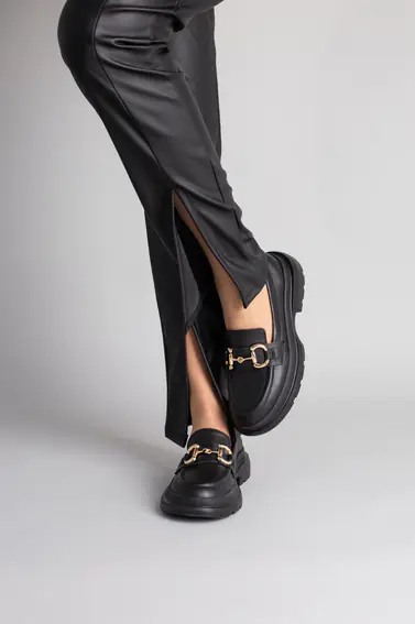 Лоферы женские кожаные черного цвета фото 3 — интернет-магазин Tapok