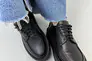 Туфли женские кожаные черного цвета на шнурках Фото 7