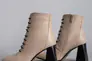 Ботильоны женские кожаные цвет латте на каблуке демисезонные Фото 11