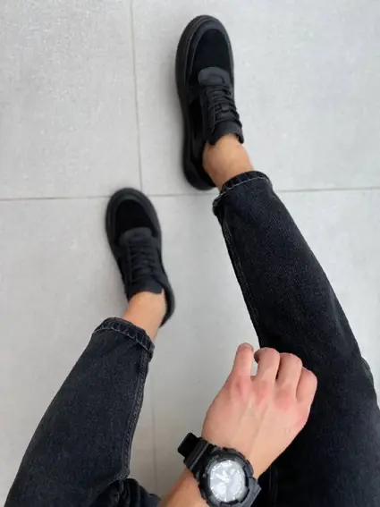Кросівки чоловічі шкіряні чорні зі вставками замші фото 8 — інтернет-магазин Tapok