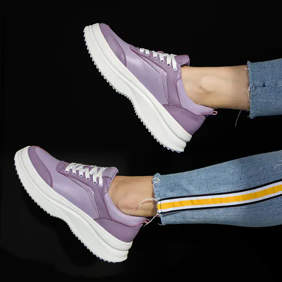 Кросівки жіночі шкіряні 4S 581969 Фіолетові фото 1 — інтернет-магазин Tapok