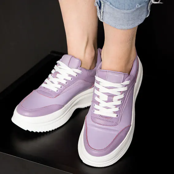 Кросівки жіночі шкіряні 4S 581969 Фіолетові фото 2 — інтернет-магазин Tapok