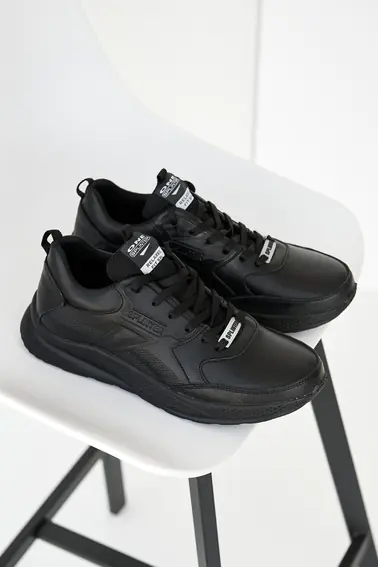 Чоловічі кросівки шкіряні весняно-осінні чорні Splinter 0322 Fit фото 2 — інтернет-магазин Tapok