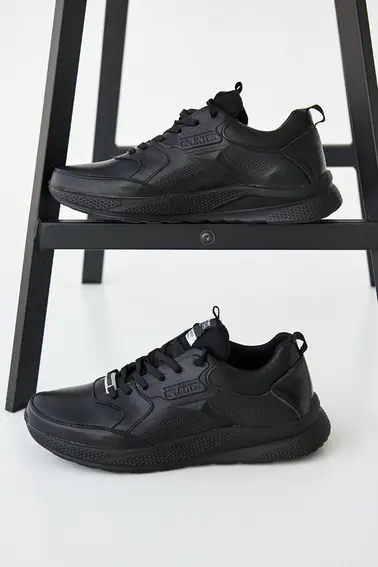 Чоловічі кросівки шкіряні весняно-осінні чорні Splinter 0322 Fit фото 6 — інтернет-магазин Tapok