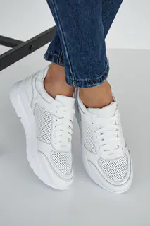 Жіночі кросівки шкіряні літні білі Yuves 197