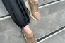 Кросівки жіночі шкіра флотар бежевого кольору з перфорацією на товстій підошві Фото 8