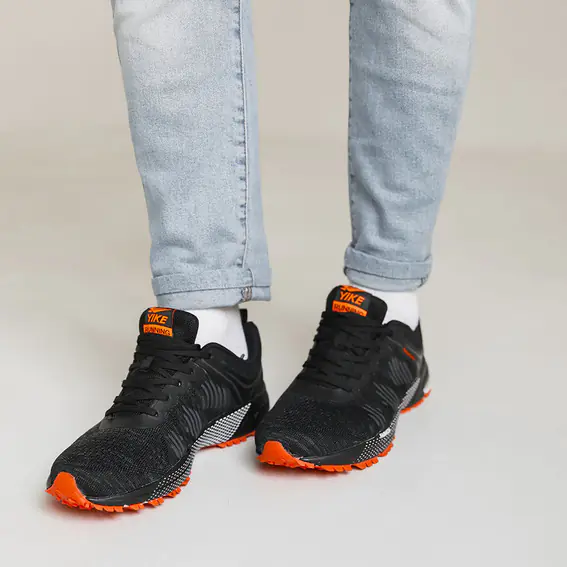 Кросівки чоловічі  582233 Чорні помаранчеві фото 2 — інтернет-магазин Tapok