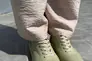 Кеды женские кожаные цвета хаки с перфорацией Фото 2