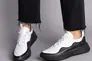 Кросівки жіночі шкіряні білі з чорними вставками Фото 4