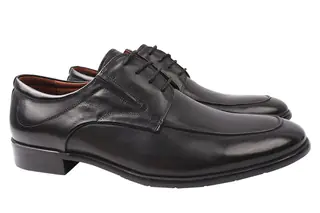 Туфли мужские из натуральной кожи на шнуровке на низком ходу Черные Lido Marinozi 183-20/21DT