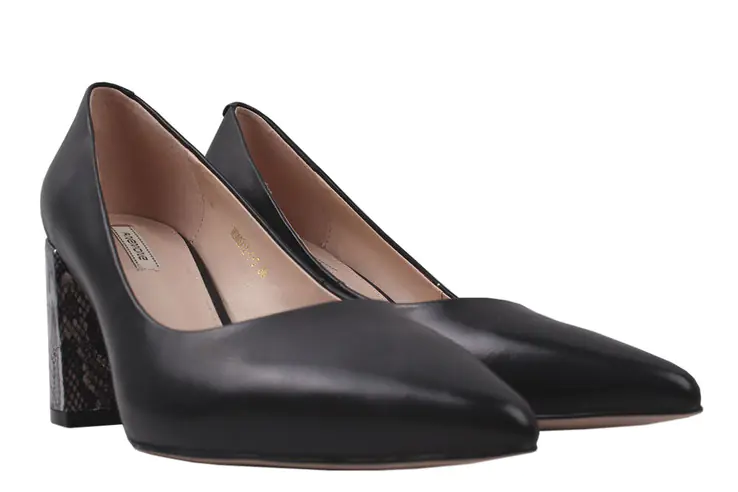 Туфли на каблуке женские Anemone натуральная кожа Черные 114-20DT фото 1 — интернет-магазин Tapok
