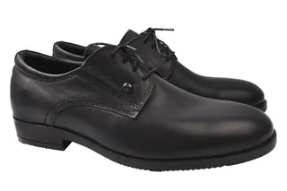 Туфли мужские из натуральной кожи на низком ходу на шнуровке Черные Vadrus 232-20/21DT