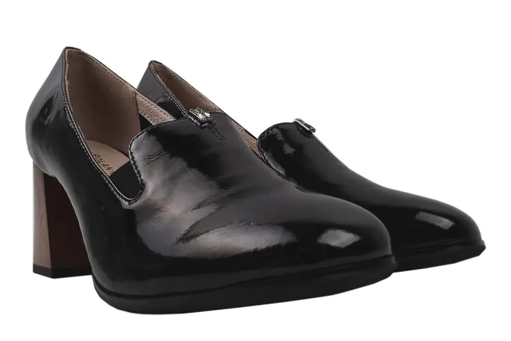 Туфли на каблуке женские Polann Лаковая натуральная кожа Черные 135-20DT фото 1 — интернет-магазин Tapok