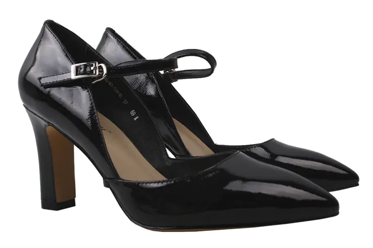 Туфли на каблуке женские Angelo Vani Лаковая натуральная кожа Черные 108-9DT фото 1 — интернет-магазин Tapok
