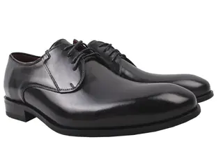 Туфли мужские из натуральной кожи на низком ходу Черные Sensor 3-9/20DT